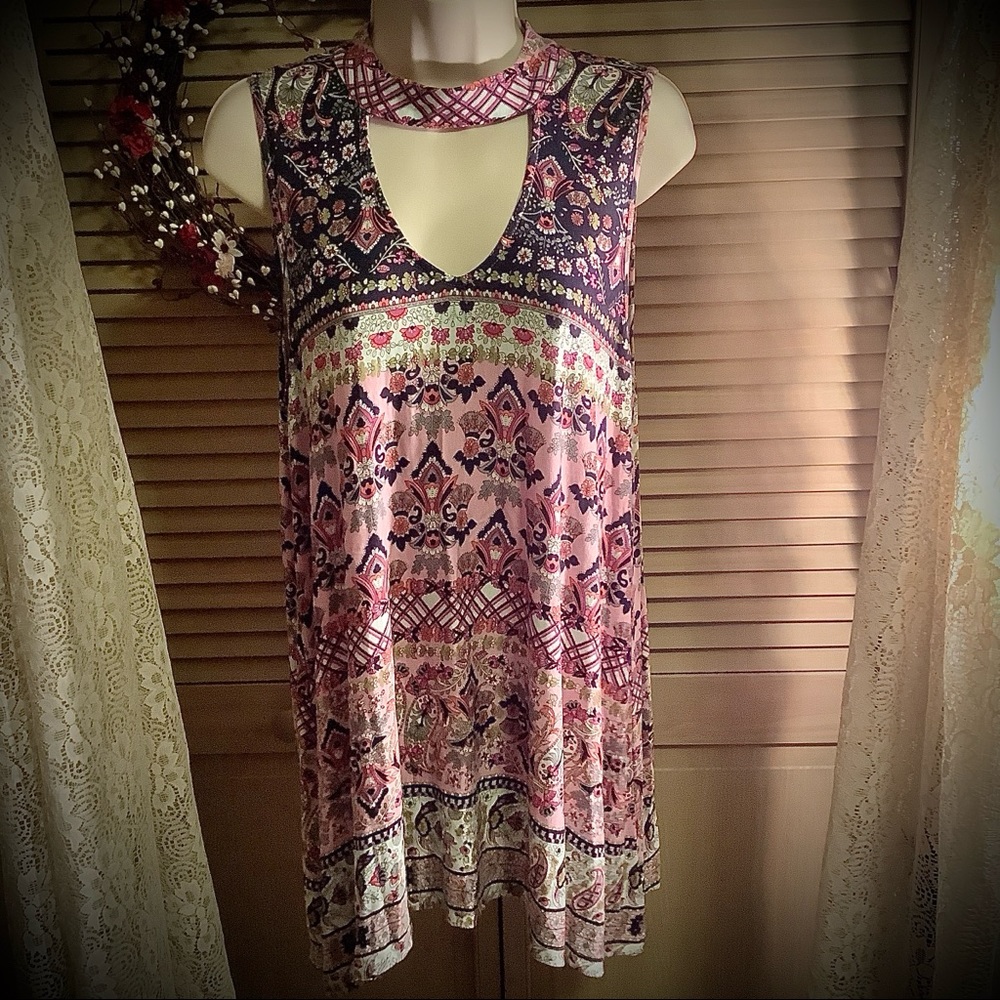 Unity world wear soft stretch knit tunic top short dress hippie gypsy boho Large